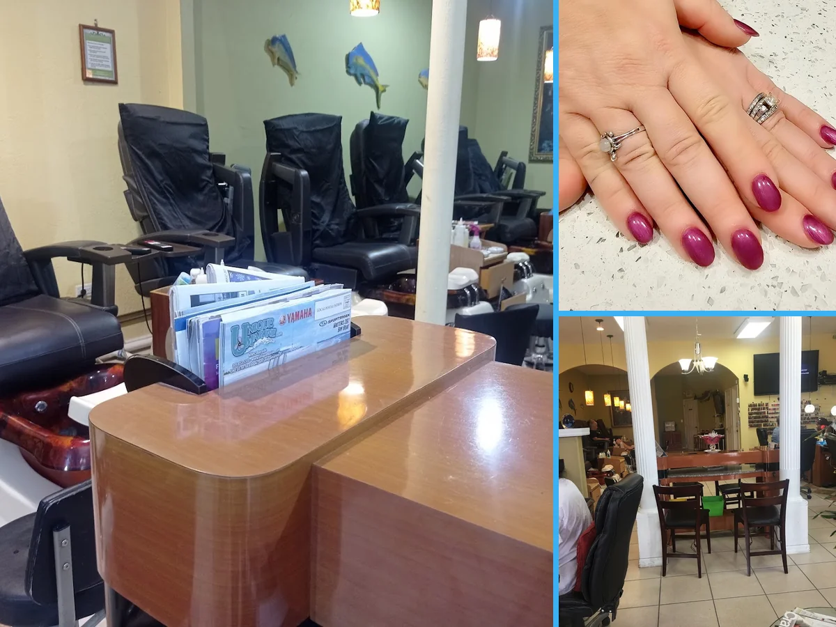 Waxing and nail service area with clean surfaces.